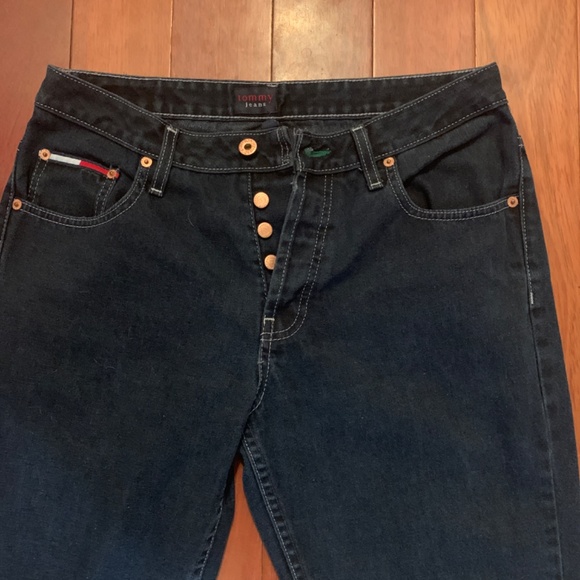 Size 31 Tommy Hilfiger dark wash flared button fly jeans - Picture 2 of 3